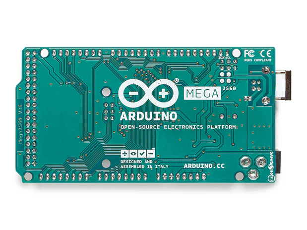 Arduino Mega 2560 Rev3 sur plan de montage robotique